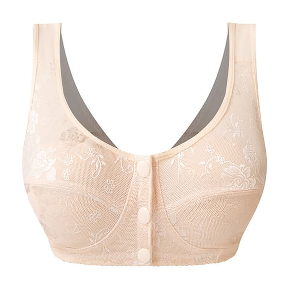 Wdgfv Daisy Bras for Older Women Plus Size No Underwire Full Coverage Breathable Cotton Bra Front Closure Padded Bralettes