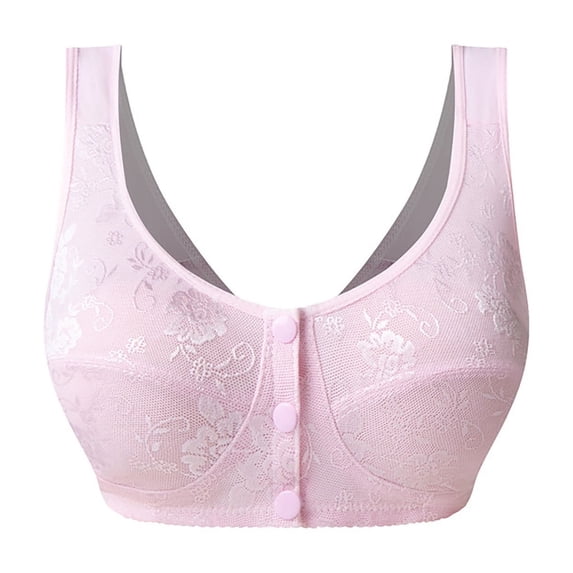 Wdgfv Daisy Bras for Older Women Plus Size No Underwire Full Coverage Breathable Cotton Bra Front Closure Padded Bralettes