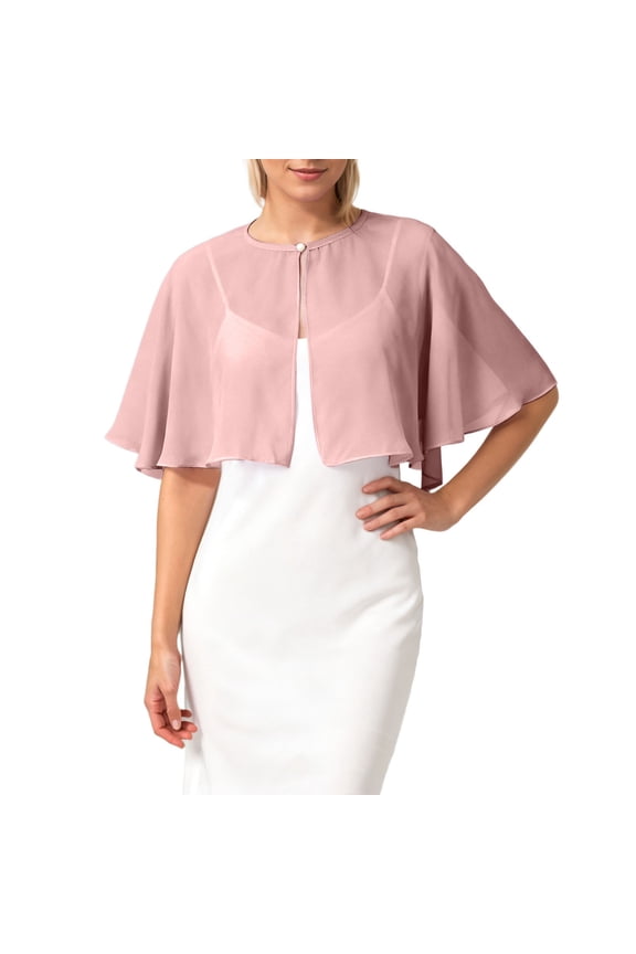 Elegant Long Layer Bridal Chiffon Wrap Scarf Shawl For Wedding Party Evening Dress Cover Up And Sun Pink One Size