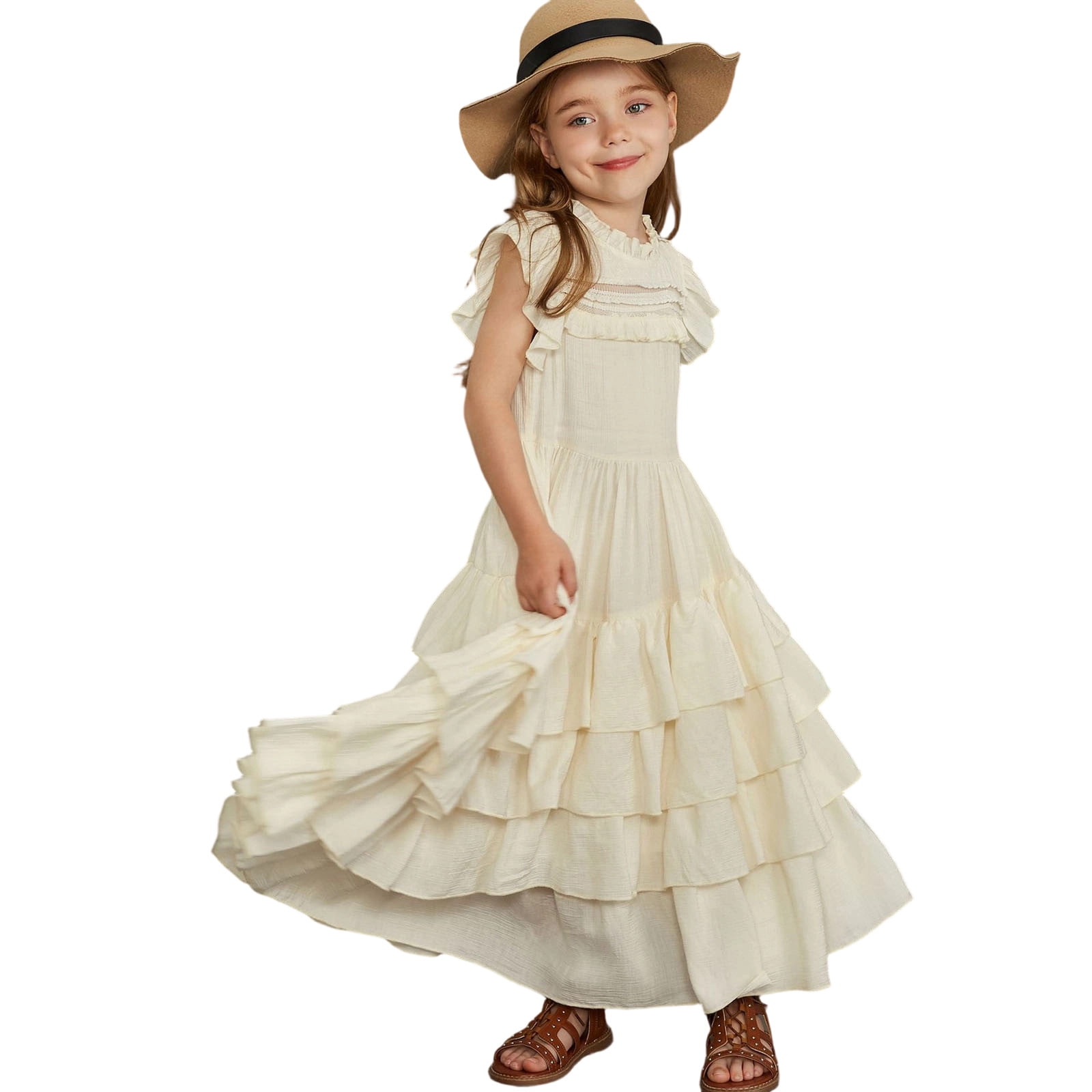 Wdgfv Elegant Off Shoulder Girls Dresses Tutu Skirt For Wedding Party Pageant Casual Wear Floral Appliques Gown