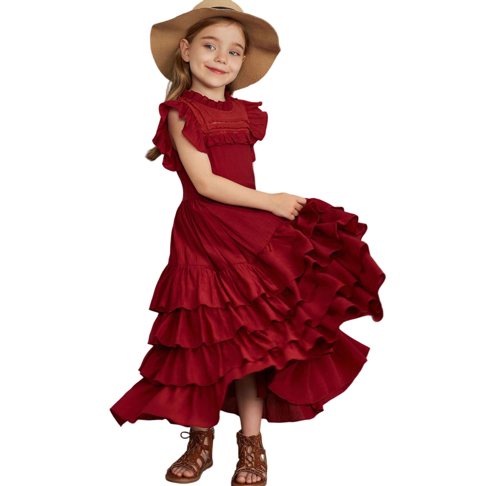 Wdgfv Elegant Off Shoulder Girls Dresses Tutu Skirt For Wedding Party Pageant Casual Wear Floral Appliques Gown