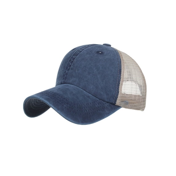 Wdgfv Everyday Washed Trucker Hat Unstructured Distressed Pigment Dyed Cap Adjustable Outdoor Headwear Navy One Size