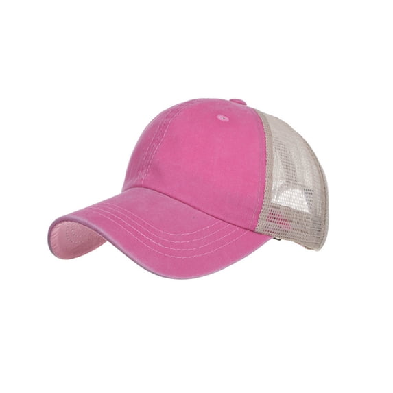 Wdgfv Everyday Washed Trucker Hat Unstructured Distressed Pigment Dyed Cap Adjustable Outdoor Headwear Pink One Size