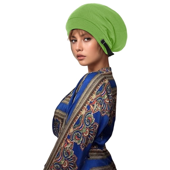 Wdgfv Extra Warm Double Layer Thermal Knitted Winter Sleeping Cap Adjustable Slouchy Chemo Headwear for Cold Weather Green One Size