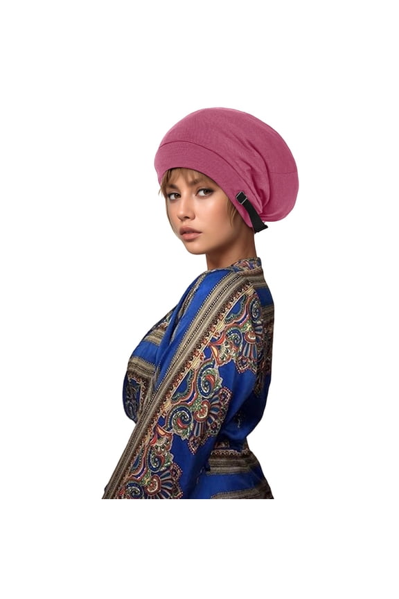 Extra Warm Double Layer Thermal Knitted Winter Sleeping Cap Adjustable Slouchy Chemo Headwear for Cold Weather One Size