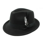 Wdgfv Fedora Hat for Men Women, Classic Short Brim Adjustable Panama Hat with Feather Winter Felt Jazz Cap