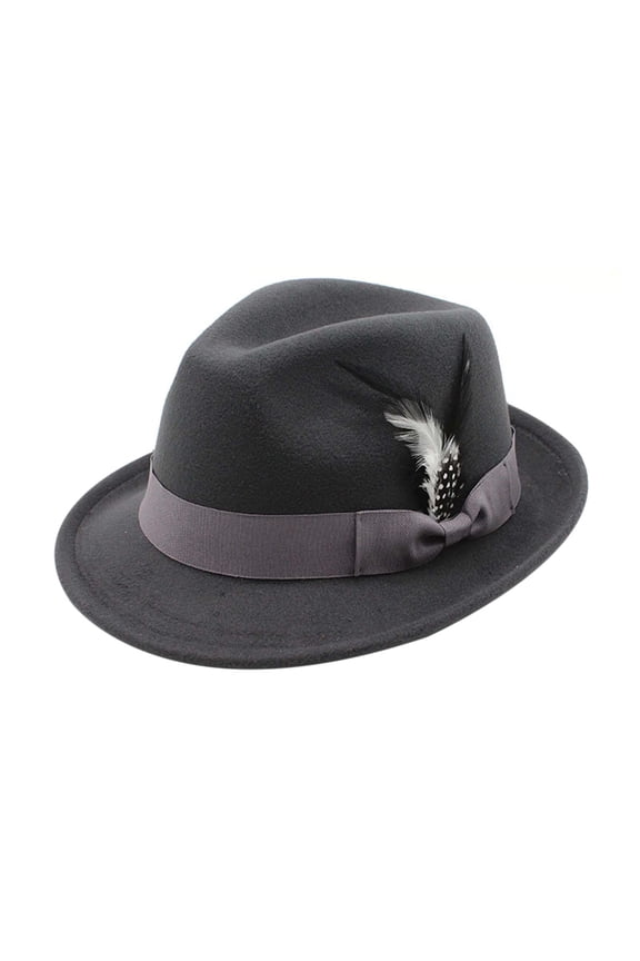 Fedora Hat for Men Women, Classic Short Brim Adjustable Panama Hat with Feather Winter Felt Jazz Cap