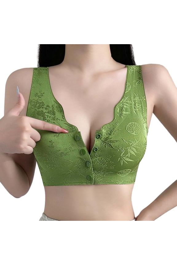 Front Closure Daisy Bras for Women No Underwire Comfort Lace Older Senior Wireless Snap Closing Bra