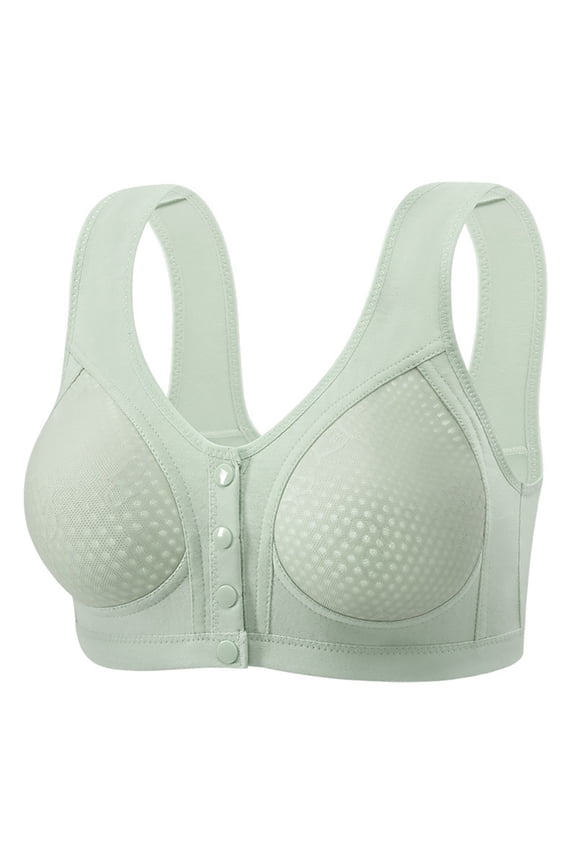 Front Closure Wireless Bra for Women Casual Button Down Breathable Comfort Bra Soft Support Everyday Bra