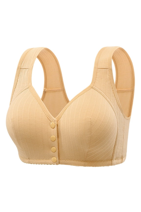 Front Closure Wireless Bra for Women Casual Button Down Breathable Comfort Bra Soft Support Everyday Bra