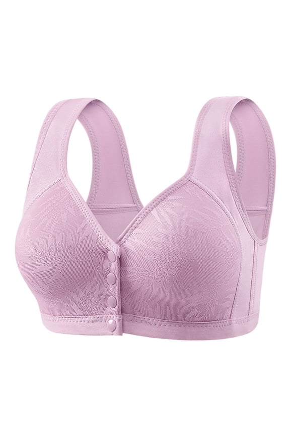 Front Closure Wireless Bra for Women Casual Button Down Breathable Comfort Bra Soft Support Everyday Bra
