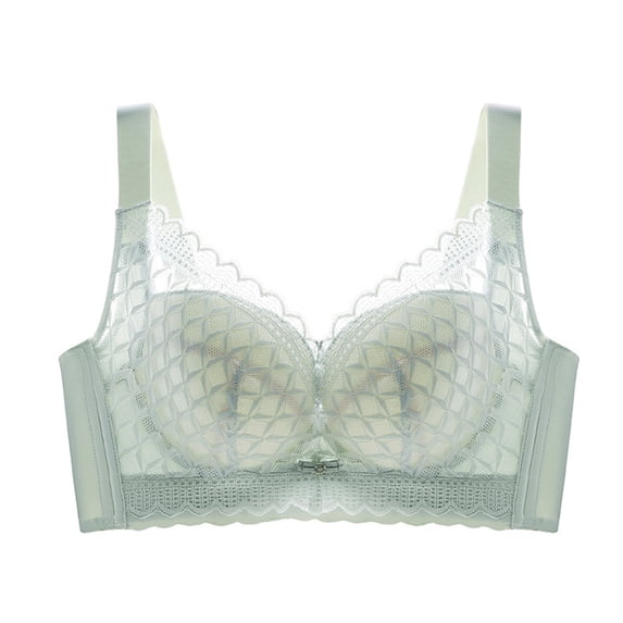 Wdgfv Full Coverage Wireless Bras for Women Unpadded Minimizer Unlined Lace Bra Green 46C