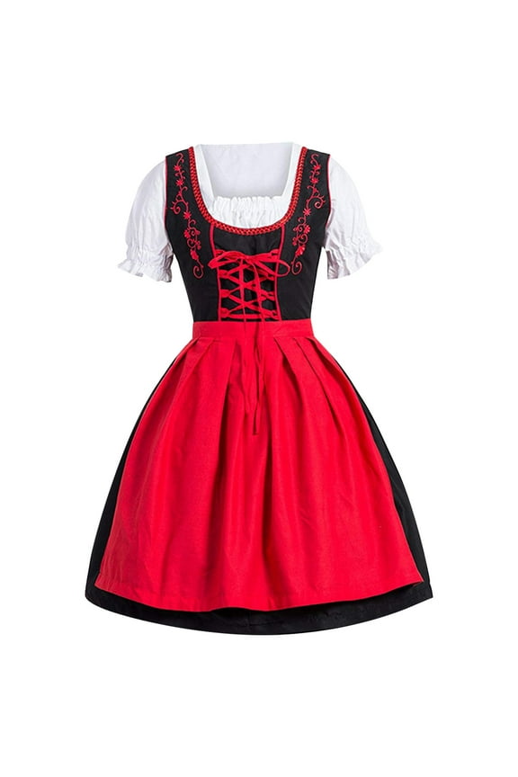 German Dirndl Dress for Women Traditional Plus Size Maid Apron Dress Milkmaid Barmaid Oktoberfest Outfit