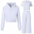 thumbnail image 1 of Wdgfv Girls 2 Piece Hooded Tracksuit Soft Athletic Outfit Long Sleeve Top And Pants Comfy Casual Wear For Play And Daily Activities White 7-8 Years, 1 of 4