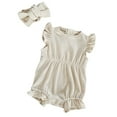 thumbnail image 1 of Wdgfv Girls' Backless Romper Baby Girls Sleeveless Jumpsuit Bodysuit Soft Summer Outfit Comfortable Breathable Outfit For Toddler Beige 3-6 Months, 1 of 4