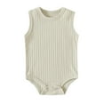 thumbnail image 1 of Wdgfv Girls' Backless Romper Girls Bodysuits Baby Ribbed Romper Sleeveless Jumpsuit Knitted Outfit Soft Comfortable Clothes Green 0-3 Months, 1 of 4