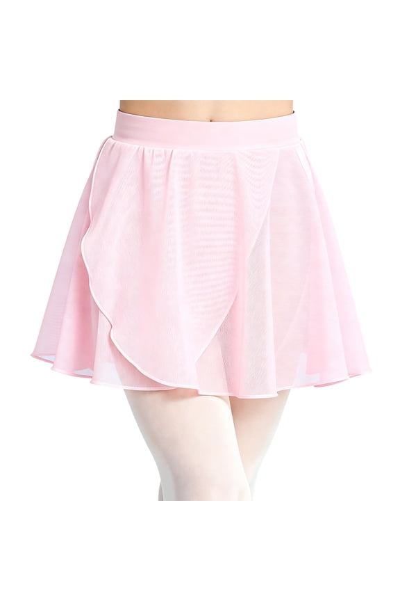 Girls Ballet Dance Practice Tutu Skirt With Elastic Waist Soft Mesh Layered Performance For Training And Recital Pink 12-14 Years