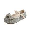 thumbnail image 1 of Wdgfv Girls Boots Fashion Autumn Casual Dress Shoes with Rhinestone Sequin Bow Buckle for Dance Party School Comfortable Lightweight Silver 2.5-3 Years, 1 of 9