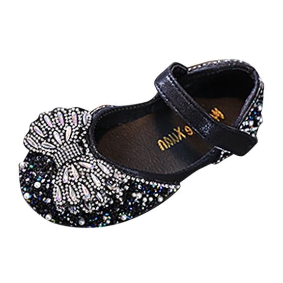 Wdgfv Girls Boots Fashion Spring Summer Dance Performance Shoes with Rhinestone Pearl Sequins for Comfortable Stylish Wear Black 12-12.5 Years
