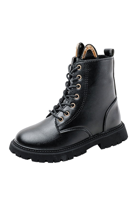 Girls Boots Heel Ankle Boots Comfortable Soft Sole Casual Shoes for Children Stylish Durable Lightweight Black 10.5-11 Years