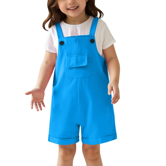 Wdgfv Girls Overalls Sleeveless Adjustable Jumpsuits Kids Casual Loose Romper Cute Long Pants with Pockets