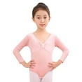 thumbnail image 1 of Wdgfv Girls' Breathable Romper Toddler Girls Long Sleeve Dance Dress Winter Ballet Training Outfit Ruffled Performance Leotard Pink 7-8 Years, 1 of 5