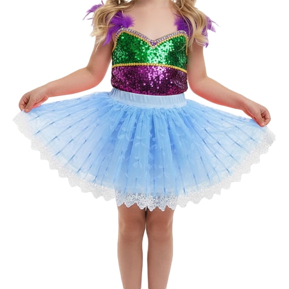 Wdgfv Girls Carnival Tutu Skirt Classic Net Waist Party Dance Dress Up Outfit For Occasions Blue 2-3years