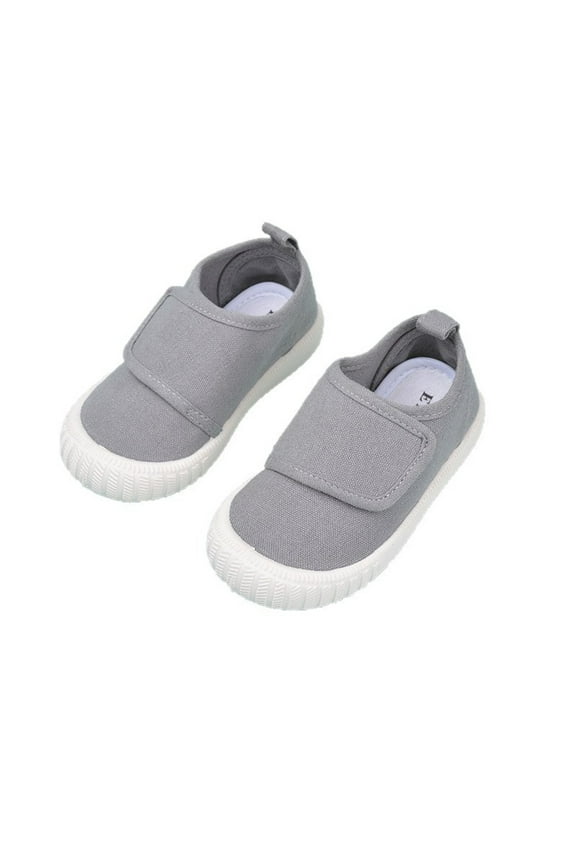 Girls Casual Sneakers Toddlers Lightweight Canvas Shoes Soft Sole Hook Loop Closure Comfortable Everyday Wear Age 4-8 Gray 28