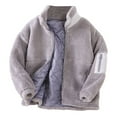 thumbnail image 1 of Wdgfv Girls' Denim Jacket Girls Jacket Winter Warm Soft Thickened Padded Outerwear Cozy Kids Toddler Light Gray 6-7Years, 1 of 8