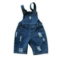 thumbnail image 1 of Wdgfv Girls Denim Overalls Toddler Ripped Cute Workwear Adjustable Strap Bib Pocket Dungarees Casual Play Outfit Blue 5-6Years, 1 of 9