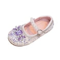 thumbnail image 1 of Wdgfv Girls Dress Shoes Glitter Bow Princess Shoe Flower MaryJane Low Heels Party Wedding Prom Footwear for Toddler Kids 3-3.5 Years, 1 of 9