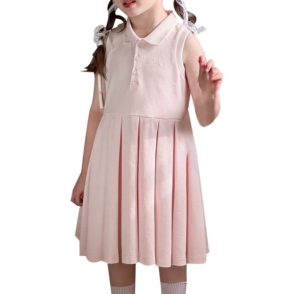 Wdgfv Girls Dresses Casual Bow Embroidery Sleeveless Vest Dress For Daily Wear Spring Summer Fall Age 2 16 Pink 3-4 Years