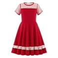 thumbnail image 1 of Wdgfv Girls Dresses Casual Round Neck Mesh Dress For Spring Summer Everyday Wear Comfortable Breathable Stylish Outfit For Ages 6 To 13 RD1 6-7 Years, 1 of 2