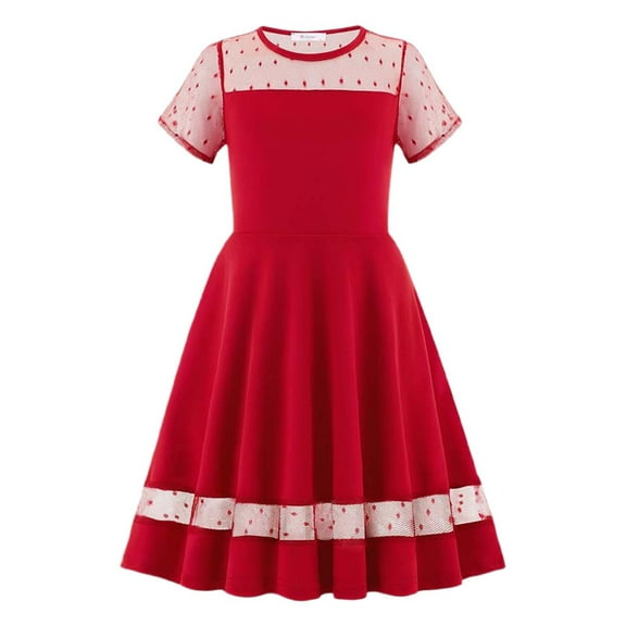 Wdgfv Girls Dresses Casual Round Neck Mesh Dress For Spring Summer Everyday Wear Comfortable Breathable Stylish Outfit For Ages 6 To 13 RD1 12-13 Years