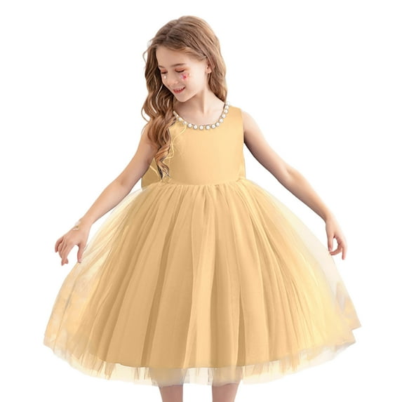 Wdgfv Girls Dresses For Everyday Wear Comfortable Loose Fit Floral Print Performance Skirt Wedding Party Outfit Casual Khaki 150