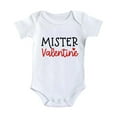 thumbnail image 1 of Wdgfv Girls Footed Romper Girls Bodysuits Valentine's Day Letter Print Romper Short Sleeve Baby Clothes Soft Red 9-12 Months, 1 of 5