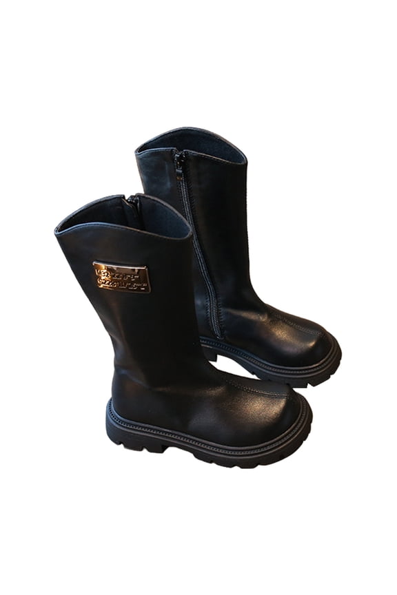 Girls Glitter Pearl Chain Boots British Style Fashion Leather Soft Sole Ankle Boots for Fall Winter Big Kids Comfortable Durable Stylish Black 9.5-10 Years