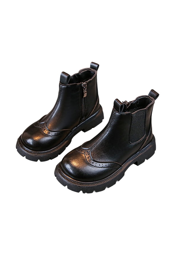 Girls Glitter Pearl Chain Boots British Style Leather Soft Sole Ankle Boots for Fall Winter Fashion Kids Casual School Wear Black 6-7 Years