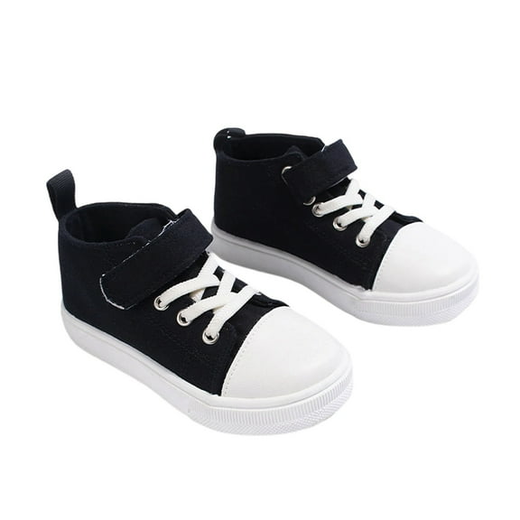 Wdgfv Girls High Top Sneakers Lightweight Canvas Shoes for Toddlers Non Lace Up Hook Loop Sport Casual Everyday Comfortable Wear Black 32