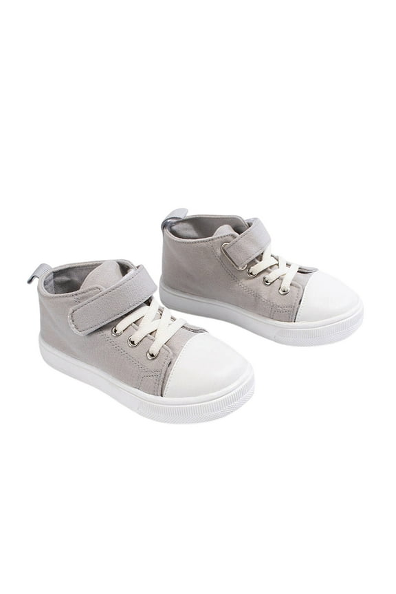 Girls High Top Sneakers Lightweight Canvas Shoes for Toddlers Non Lace Up Hook Loop Sport Casual Everyday Comfortable Wear Gray 32