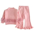 thumbnail image 1 of Wdgfv Girls Knit Sweater Outfit Set Winter Warm Long Sleeve Top Pants Two Piece Toddler Kids Clothes Soft Comfy Casual Formal Wear Pink 5-6 Years, 1 of 4