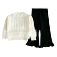 thumbnail image 1 of Wdgfv Girls Knit Sweater Outfit Set Winter Warm Long Sleeve Top Pants Two Piece Toddler Kids Clothes Soft Comfy Casual Formal Wear White 4-5 Years, 1 of 3