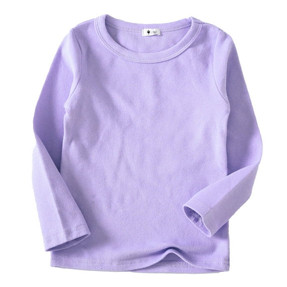 Wdgfv Girls Long Sleeve T Shirt High Collar Soft Tee Comfortable Unisex Kids Top for Casual Wear Purple 3-4 Years