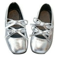 thumbnail image 1 of Wdgfv Girls Mary Jane Sandals Comfortable Casual Dress Shoes With Bow Detail For Toddler To Silver 9-9.5Years, 1 of 9