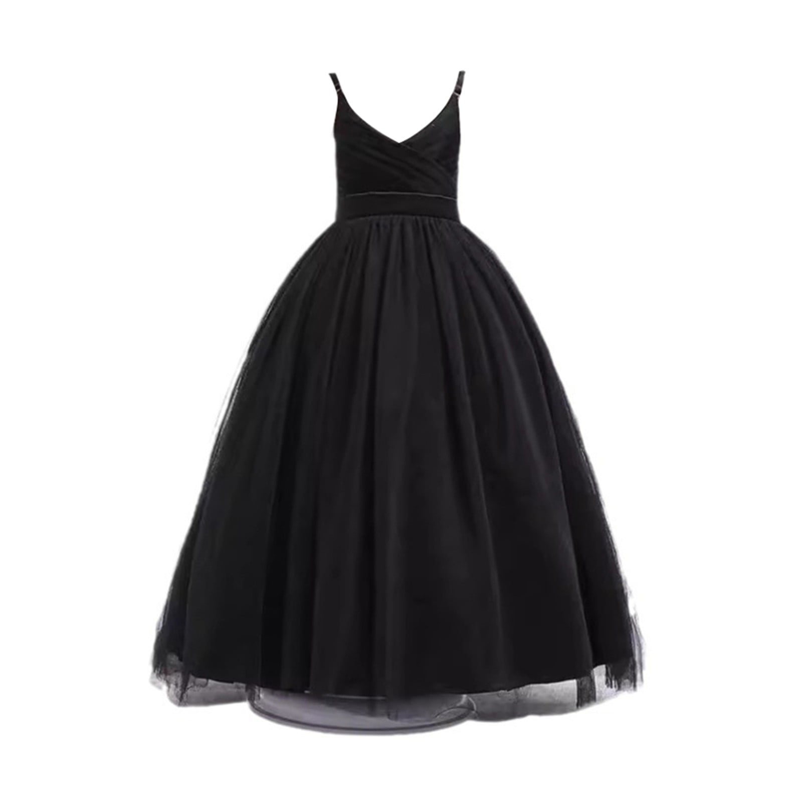 Wdgfv Girls Mesh Lace Suspender Puffy Dress Elegant Birthday Party Gown for Kids Toddler Fairy Prom Pageant Outfit Black 10-12 Years