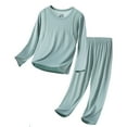 thumbnail image 1 of Wdgfv Girls Pajama Set Soft Long Sleeve Sleepwear Comfortable Loungewear Outfit For Toddler And Children Cozy Homewear Breathable Kids Nightwear Light Green 6-7 Years, 1 of 3
