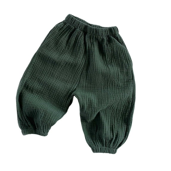 Wdgfv Girls Pants Toddler Baby Elastic Waist Casual Comfortable Solid Trousers for Summer Holiday Outdoor Activities Dark Green 12-18 Months