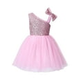 thumbnail image 1 of Wdgfv Girls Party Dress Elegant Floral Tutu Formal Wear for Toddlers Kids Spring Summer Pageant Birthday Graduation Pink 18-24 Months, 1 of 2