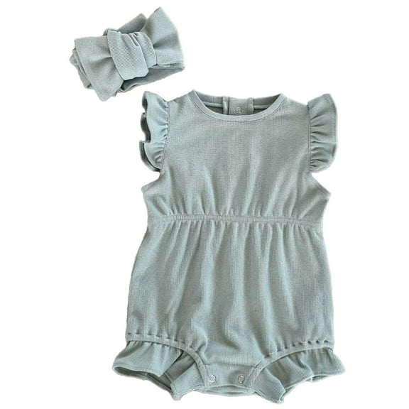 Wdgfv Girls Romper Baby Girls Sleeveless Jumpsuit Bodysuit Soft Summer Outfit Comfortable Breathable Outfit For Toddler Dark Blue 3-6 Months