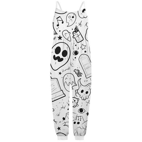 Wdgfv Girls Romper Jumpsuit Toddler Playwear Doodle Coloring Outfit Casual Summer Spring Fall Pajamas Comfortable DIY Halloween Print Gray 3-4 Years